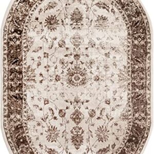 Unique Loom Rushmore Collection Area Rug - Lincoln (5' 3" x 8' Oval, Cream/Beige)