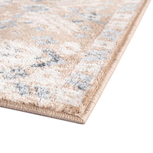 Unique Loom Oxford Collection Area Rug - Sheldonian (6' x 9' Rectangle, Beige/Navy Blue)