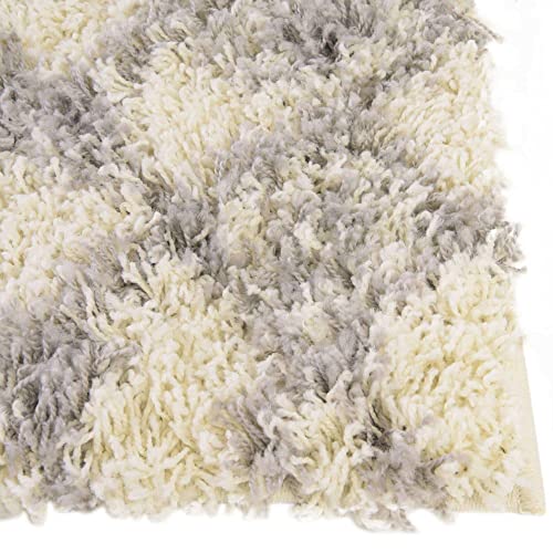 Unique Loom Moroccan Trellis Shag Collection Area Rug - Meknes (6' x 9' Rectangle, Ivory/Gray)