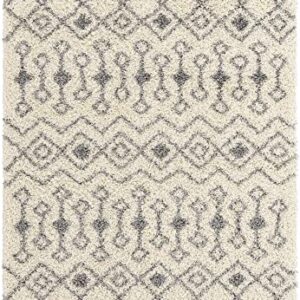 Unique Loom Moroccan Trellis Shag Collection Area Rug - Meknes (6' x 9' Rectangle, Ivory/Gray)