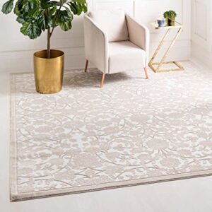 unique loom rushmore collection area rug – taft (10′ 8″ square, snow white/beige)