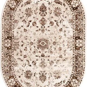 Unique Loom Rushmore Collection Area Rug - Lincoln (6' x 9' Oval, Cream/Beige)