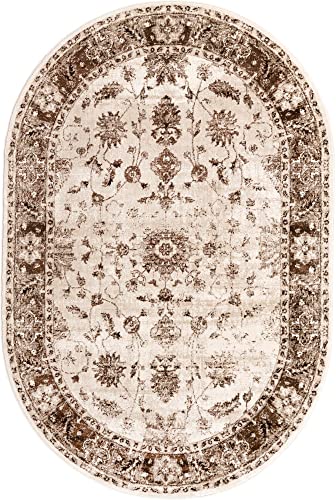 Unique Loom Rushmore Collection Area Rug - Lincoln (6' x 9' Oval, Cream/Beige)