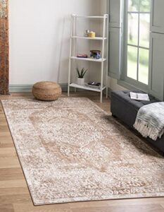 unique loom oxford collection area rug – bodleian (6′ x 9′ rectangle, beige/ivory)