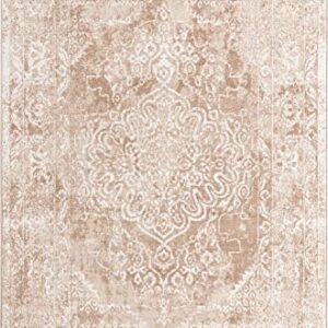 Unique Loom Oxford Collection Area Rug - Bodleian (6' x 9' Rectangle, Beige/Ivory)