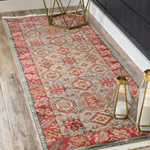 Unique Loom Sahand Collection Area Rug - Alexander (2' 7" x 13' 1" Runner, Light Blue/Light Brown)