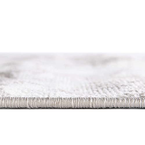 Unique Loom Eos Collection Area Rug - Borealis (7' 10" Square, Stone Gray/Ivory)