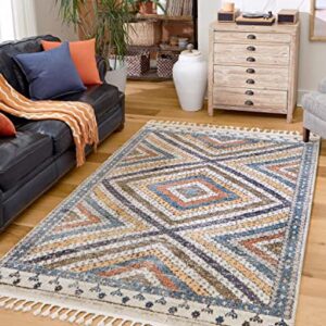 Unique Loom Aramis Collection Area Rug - Rio (Rectangular 7' 10" x 11' 0", Blue/ Ivory)