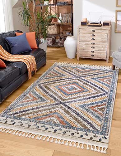 Unique Loom Aramis Collection Area Rug - Rio (Rectangular 7' 10" x 11' 0", Blue/ Ivory)