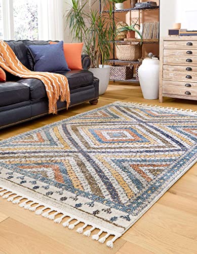 Unique Loom Aramis Collection Area Rug - Rio (Rectangular 7' 10" x 11' 0", Blue/ Ivory)