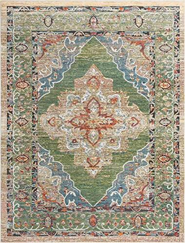 Unique Loom Isabella Collection Area Rug - Rossellini (9' x 12' Rectangle, Green/Blue)