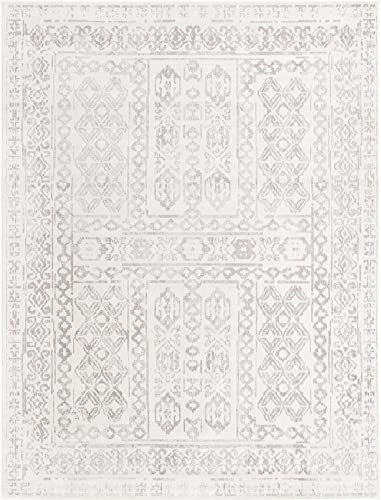 Unique Loom Oxford Collection Area Rug - Magdelan (8' x 10' Rectangle, Cream/Ivory)