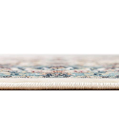 Unique Loom Narenj Collection Area Rug - Leeds (10' Square, Ivory/Blue)