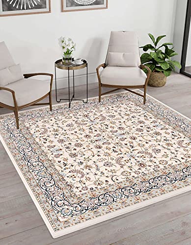 Unique Loom Narenj Collection Area Rug - Leeds (10' Square, Ivory/Blue)