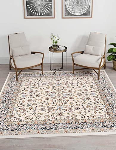 Unique Loom Narenj Collection Area Rug - Leeds (10' Square, Ivory/Blue)