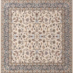 Unique Loom Narenj Collection Area Rug - Leeds (10' Square, Ivory/Blue)