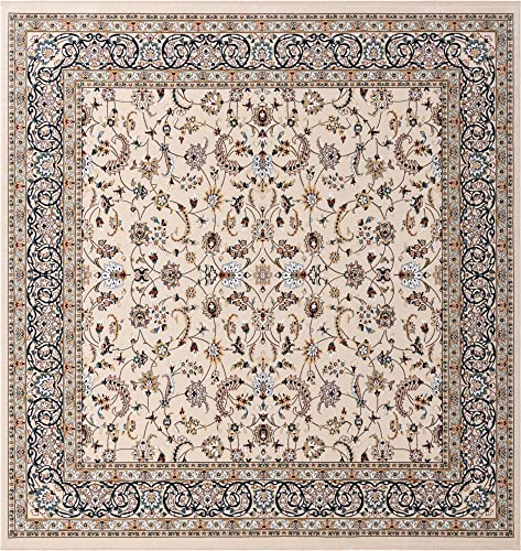 Unique Loom Narenj Collection Area Rug - Leeds (10' Square, Ivory/Blue)