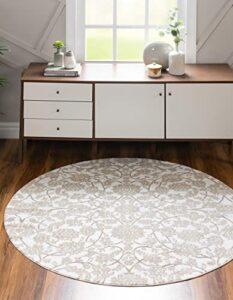 unique loom rushmore collection area rug – taft (10′ 8″ round, snow white/beige)
