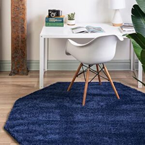 Unique Loom Solo Collection Area Rug - Calabasas (7' 11" Octagon, Navy Blue)