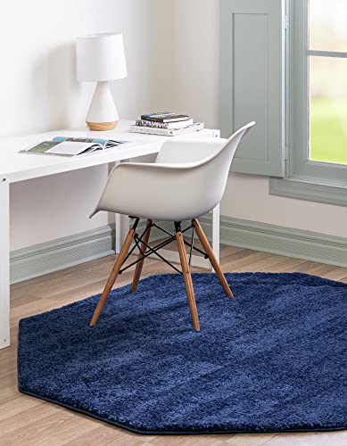 Unique Loom Solo Collection Area Rug - Calabasas (7' 11" Octagon, Navy Blue)