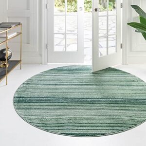 unique loom gemstone collection area rug – topaz (round 9′ 8″ x 9′ 8″, green/olive)