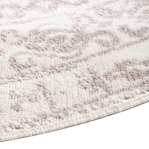 Unique Loom Oxford Collection Area Rug - Magdelan (8' x 10' Oval, Cream/Ivory)