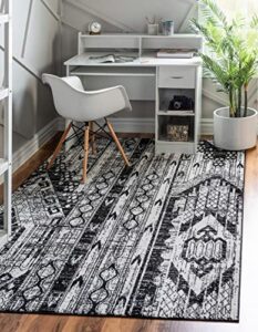 unique loom portland collection area rug – orford (10′ x 14′ rectangle, black and white/black)
