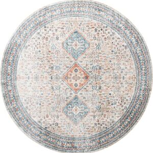 Unique Loom Newport Collection Area Rug - Rosecliff (Round 10' 2" x 10' 2", Multi/Blue)