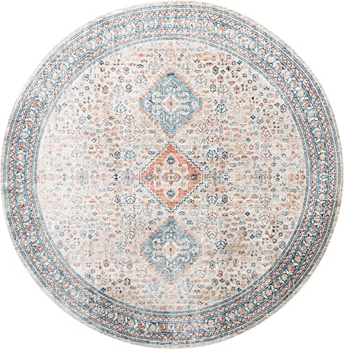 Unique Loom Newport Collection Area Rug - Rosecliff (Round 10' 2" x 10' 2", Multi/Blue)