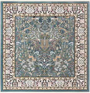 unique loom narenj collection area rug – bristol (10′ square, blue/beige)