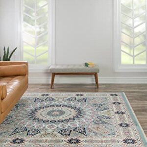 Unique Loom Narenj Collection Area Rug - Adams (10' Square, Blue/Burgundy)