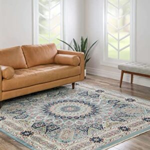 Unique Loom Narenj Collection Area Rug - Adams (10' Square, Blue/Burgundy)