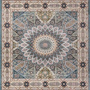 Unique Loom Narenj Collection Area Rug - Adams (10' Square, Blue/Burgundy)