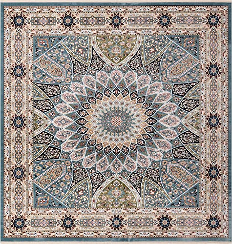 Unique Loom Narenj Collection Area Rug - Adams (10' Square, Blue/Burgundy)