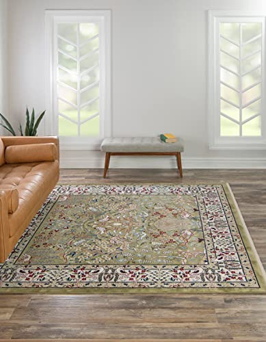 Unique Loom Narenj Collection Area Rug - Bristol (10' Square, Green/Ivory)