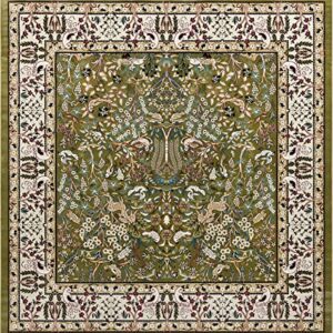 Unique Loom Narenj Collection Area Rug - Bristol (10' Square, Green/Ivory)