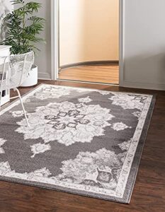 unique loom parker collection area rug – kokulu (10′ x 13′ rectangle, charcoal/gray)