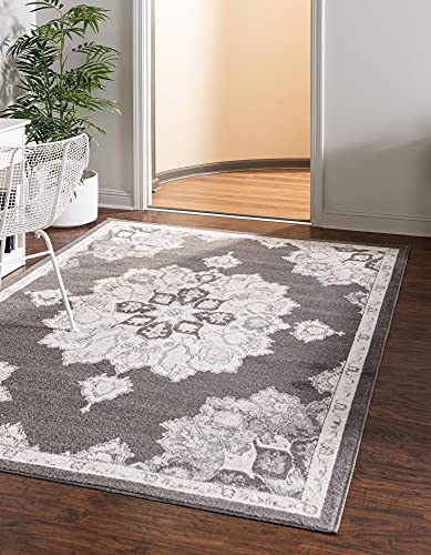 Unique Loom Parker Collection Area Rug - Kokulu (10' x 13' Rectangle, Charcoal/Gray)