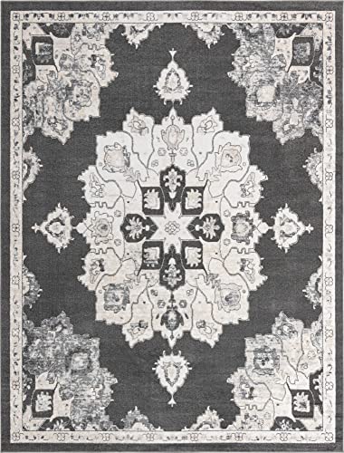 Unique Loom Parker Collection Area Rug - Kokulu (10' x 13' Rectangle, Charcoal/Gray)