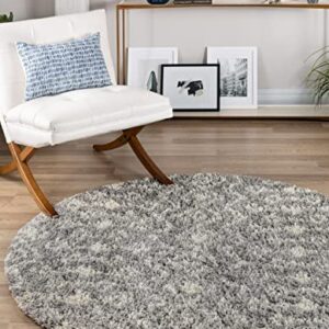 Unique Loom Moroccan Trellis Shag Collection Area Rug - Meknes (10' Round, Gray/Ivory)