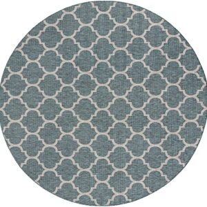 Unique Loom Outdoor Trellis Collection Area Rug - Trellis (Round 10' 8" x 10' 8", Teal/ Gray)