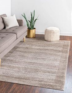 unique loom del mar collection area rug-transitional inspired with modern contemporary design, 10′ 0 x 13′ 0 rectangular, beige/tan