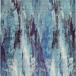 Unique Loom Jardin Collection Colorful, Vibrant, Abstract Watercolor Area Rug, Rectangular 7' 0" x 10' 0", Blue/Gray