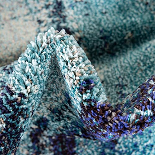 Unique Loom Jardin Collection Colorful, Vibrant, Abstract Watercolor Area Rug, Rectangular 7' 0" x 10' 0", Blue/Gray