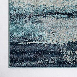 Unique Loom Jardin Collection Colorful, Vibrant, Abstract Watercolor Area Rug, Rectangular 7' 0" x 10' 0", Blue/Gray