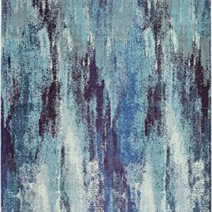 Unique Loom Jardin Collection Colorful, Vibrant, Abstract Watercolor Area Rug, Rectangular 7' 0" x 10' 0", Blue/Gray