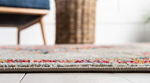 Unique Loom Penrose Collection Distressed Traditional Vintage Rug with Center Medallion, Rectangular 9' 0" x 12' 0", Ivory/Black