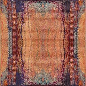 Unique Loom Estrella Collection Rustic, Distressed, Modern, Abstract Area Rug, 5 ft x 8 ft, Orange/Black