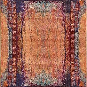 Unique Loom Estrella Collection Rustic, Distressed, Modern, Abstract Area Rug, 5 ft x 8 ft, Orange/Black