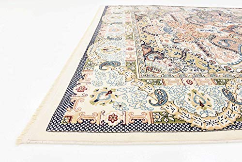 Unique Loom Narenj Collection Classic Traditional Medallion Textured Design Area Rug, 8 x 10 ft, Ivory/Tan